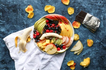 Gut Biome building, Image of fruit in a bowl on a decorated table